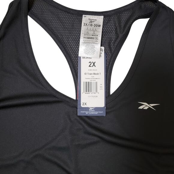Reebok Women Plus Size ID Train Mesh Speedwick Tank Top Size 2X Night Black - Picture 3 of 3